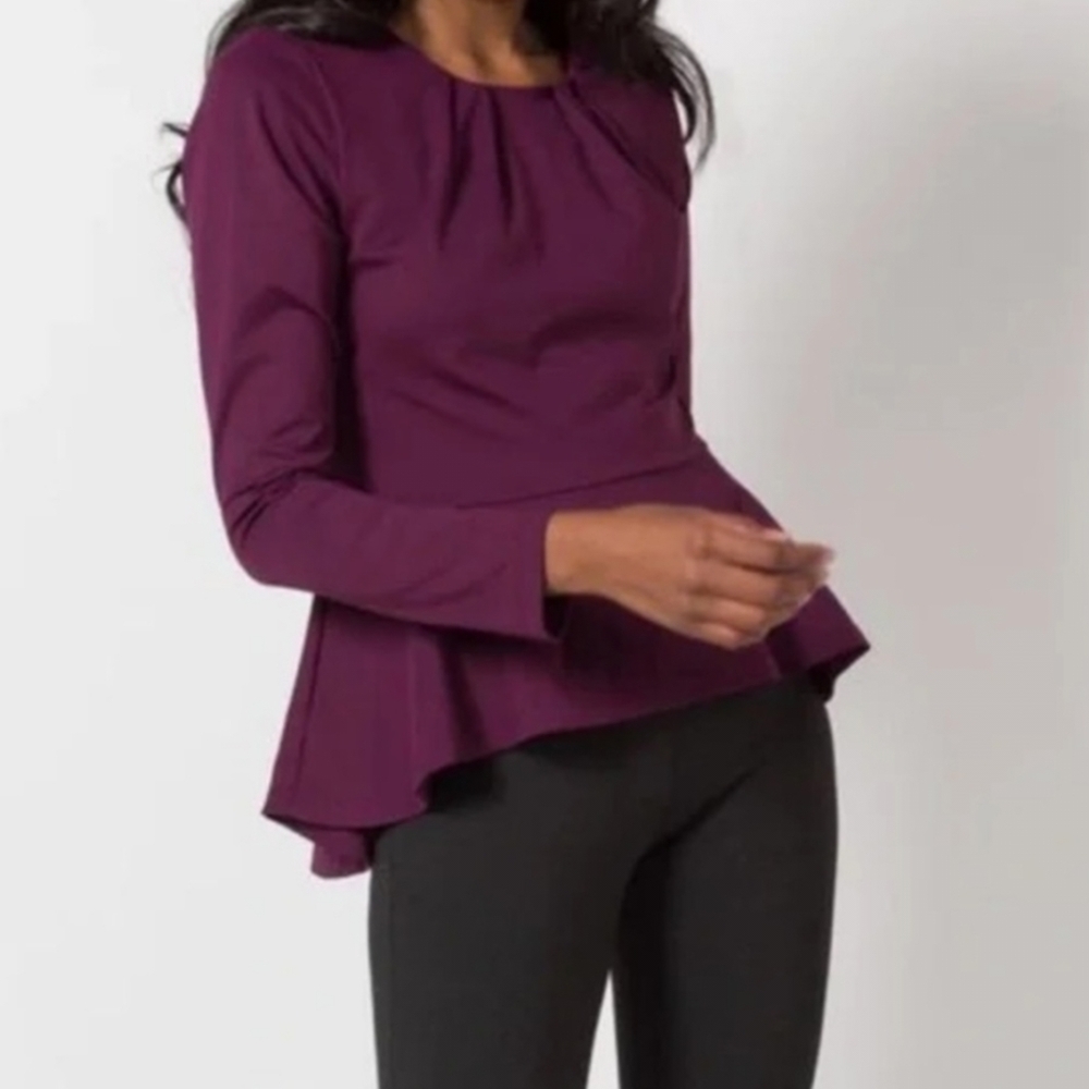 Betabrand Billion Dollar Peplum Top in Plum Size Medium - Picture 3 of 8